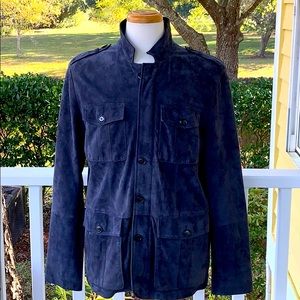 W Collection Blue Suede Car Coat